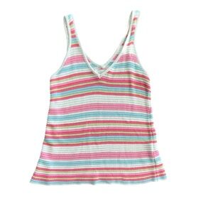 Knitted Multicolor Striped Knit Top (S)